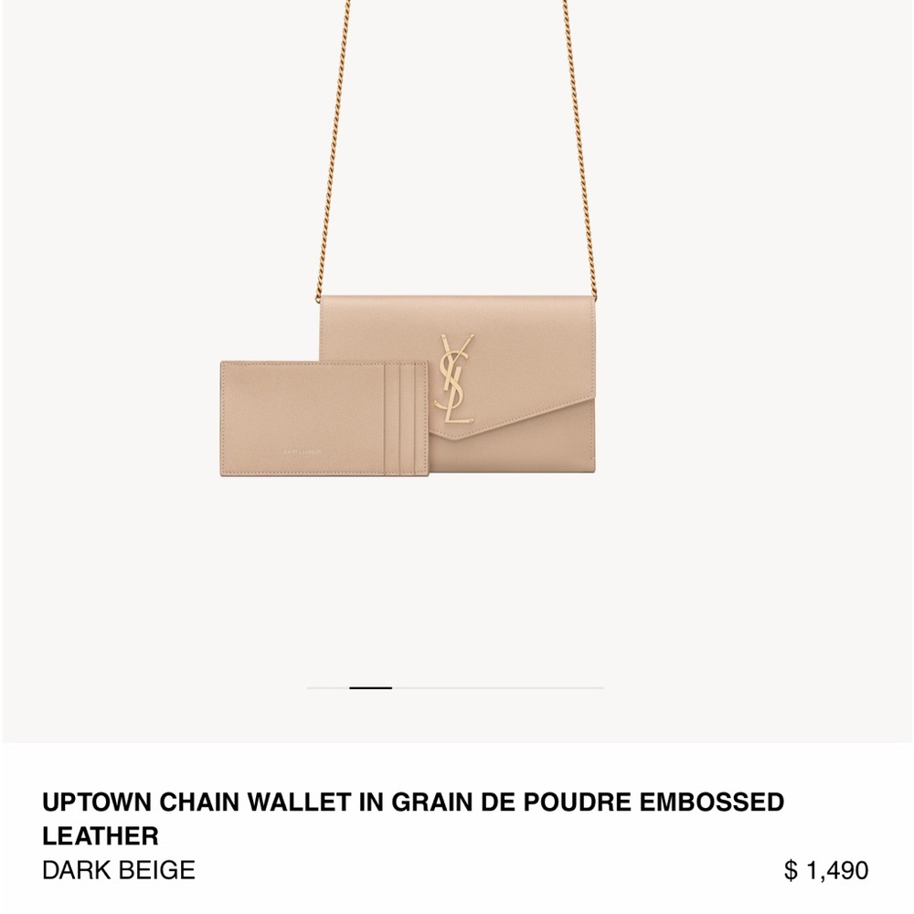 YSL uptown chain wallet embossed leather